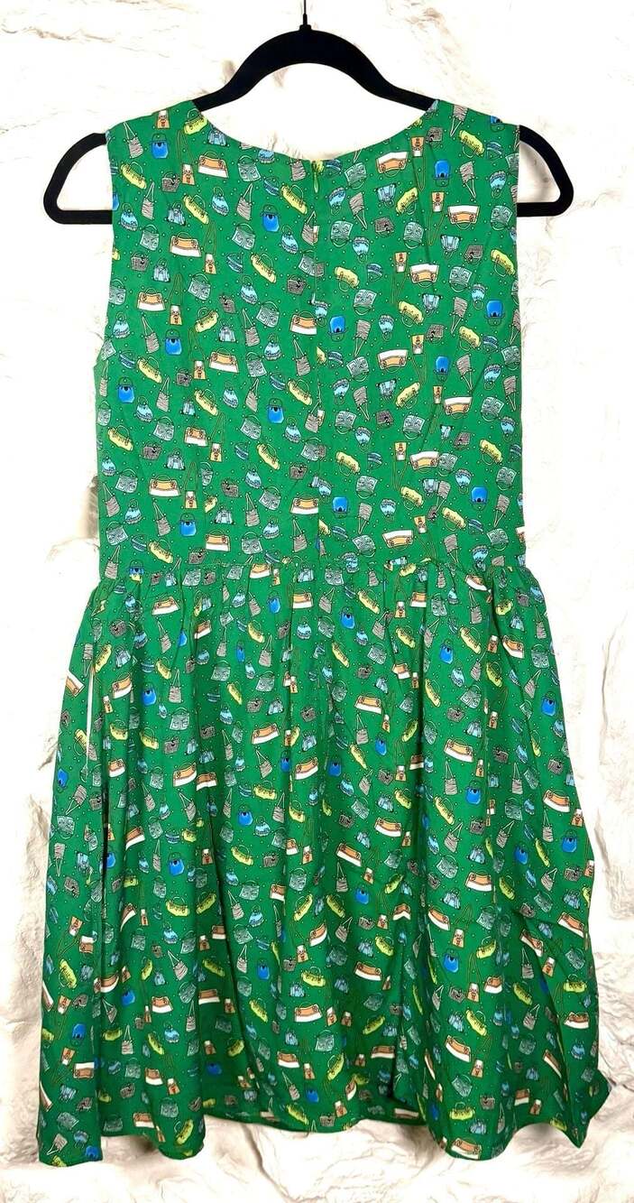 Tulip B | Handbag Print Sleeveless Vintage Swing Dress Sz Large - Picture 4 of 5
